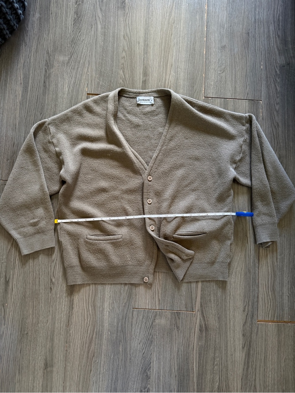 Vintage Taupe Men's V-Neck Button Cardigan Sweater